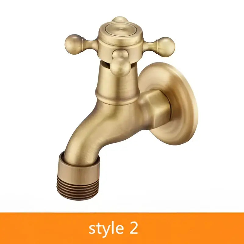 DecorBites antique brass garden bibcocks single cold tap faucet with classic cross-handle design for outdoor use