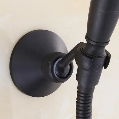 Decorbites™ brass handheld shower holder with antique brass finish wall-mounted swivel rack and flexible hose attachment