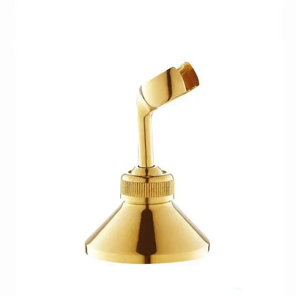 DecorBites™ antique brass handheld shower holder with gold-colored brass showerhead and textured adjustment ring