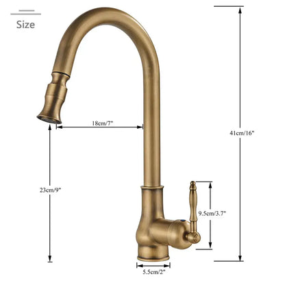 Decorbites antique brass kitchen faucet with pull out spout black swivel mixer tap and single lever handle
