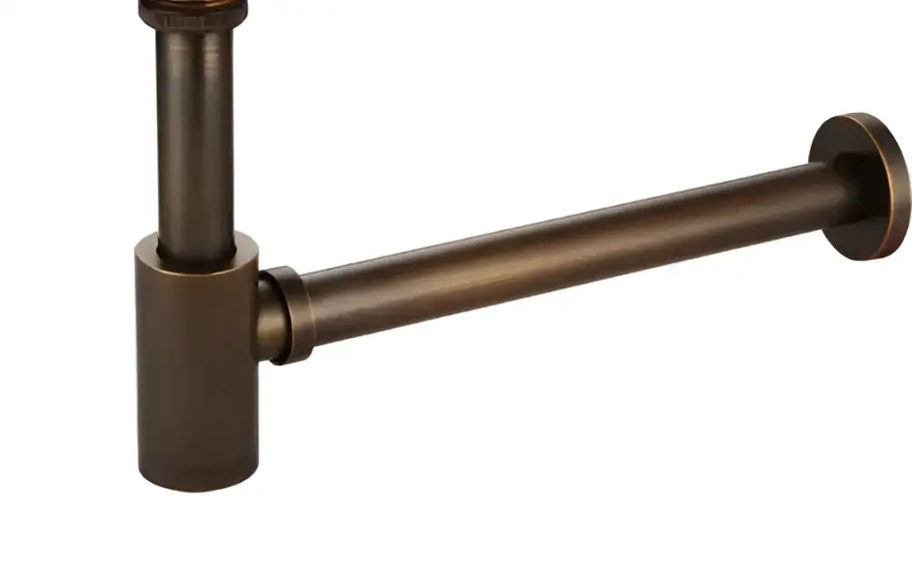 Decorbites antique brass drain kit with bronze-colored pop up drain and p-trap pipe for bathroom sink use
