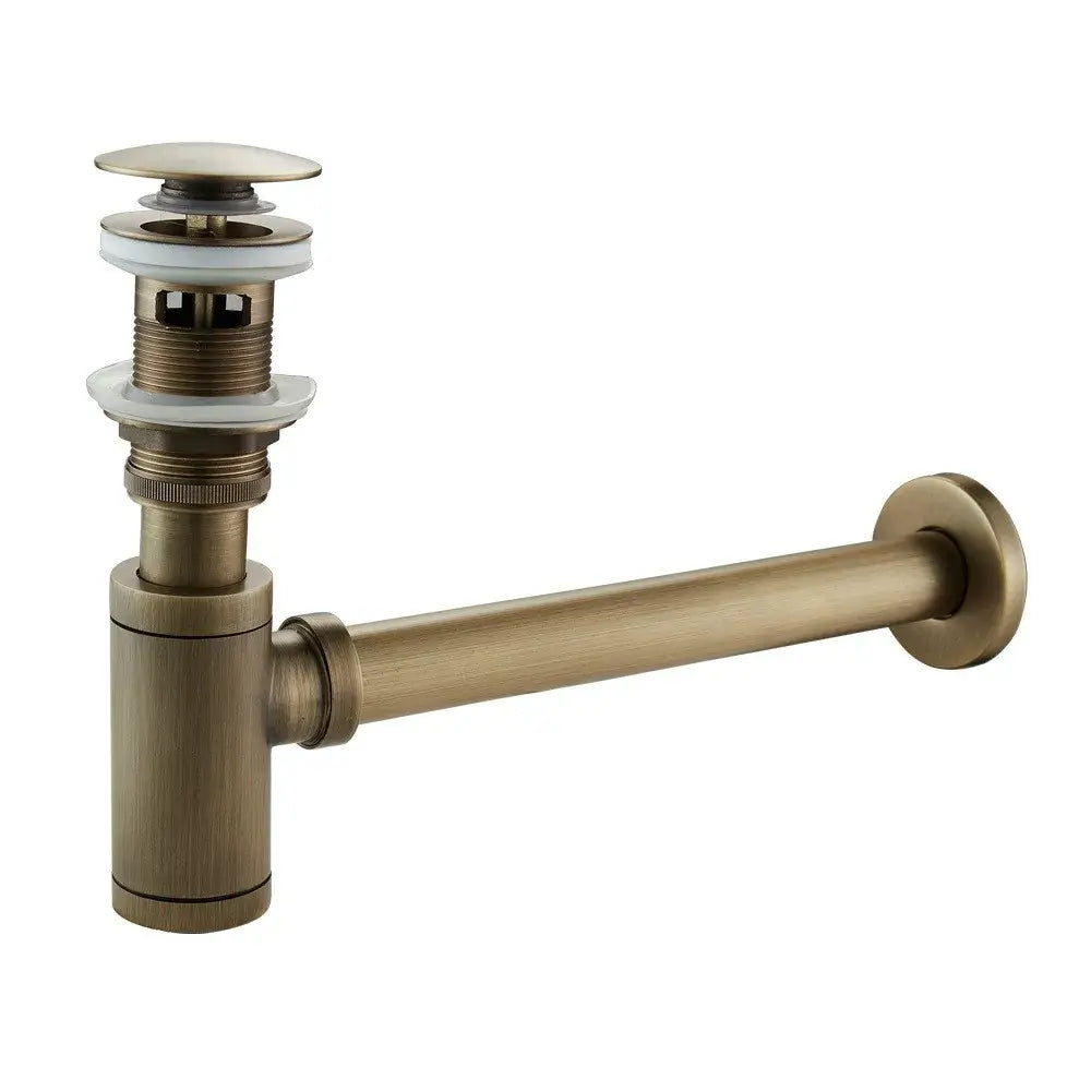 DecorBites™ antique brass drain kit with white rubber seals and modern design for bathroom sink use