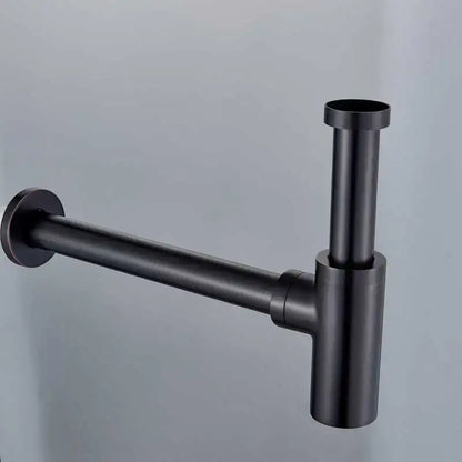 Decorbites™ antique brass brass round siphon p-trap bathroom sink drain pipe with black matte finish and modern design