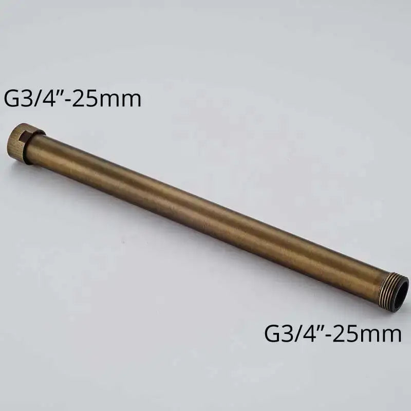 Decorbites™ antique brass shower faucet extension tube 30cm bronze-colored metal pipe with threaded ends and hexagonal nut