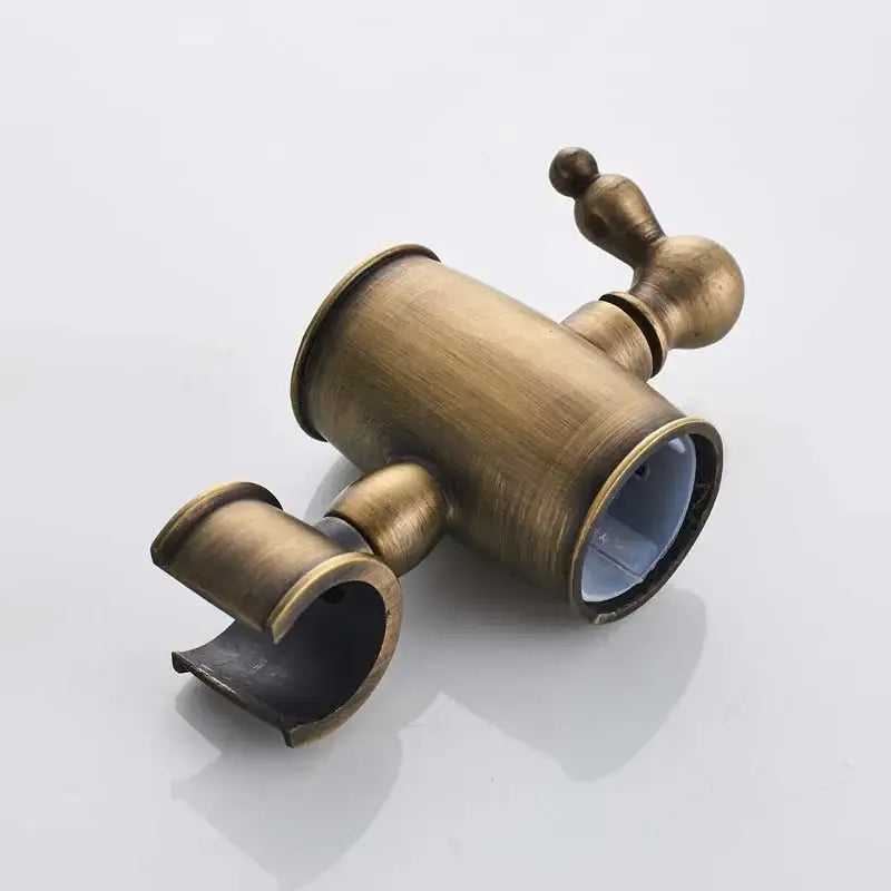 DecorBites™ antique brass shower faucet set with dual spout and ornate brass-finished classic design faucet set