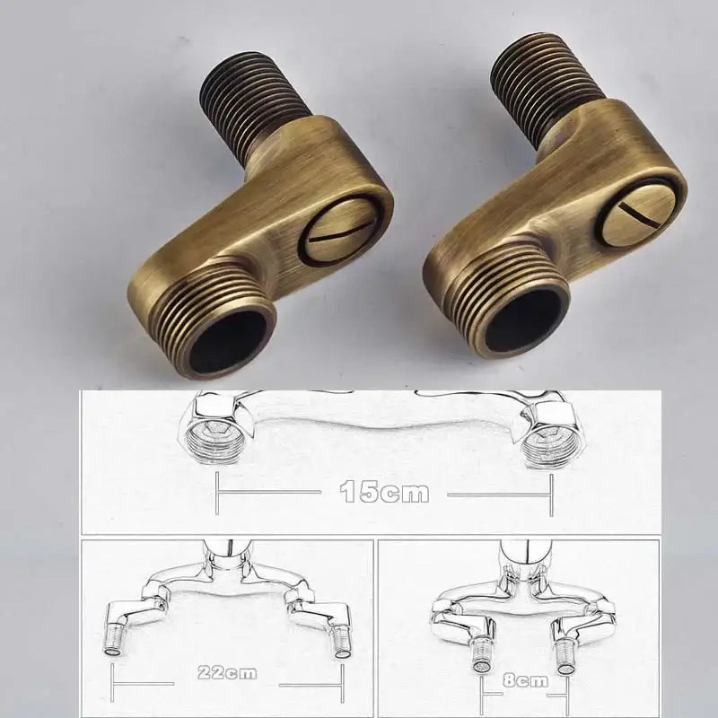 Decorbites™ antique brass shower faucet set connectors with l-shaped design and threaded ends for secure installation