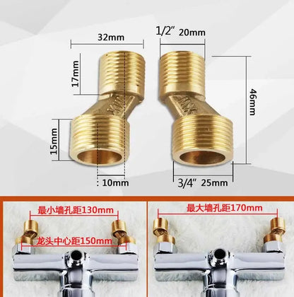Brass-colored threaded pipe fittings with 90-degree angle design for decorbites™ antique brass shower faucet set