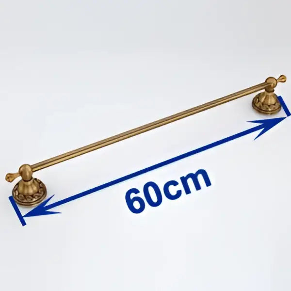 Decorbites antique brass towel holder single bar 60cm solid aluminium rack with ornate decorative end caps