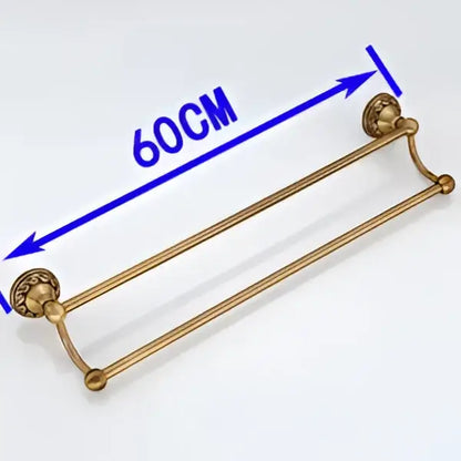 Decorbites antique brass towel holder single bar rack with gold-colored solid aluminium rail and ornate decorative ends