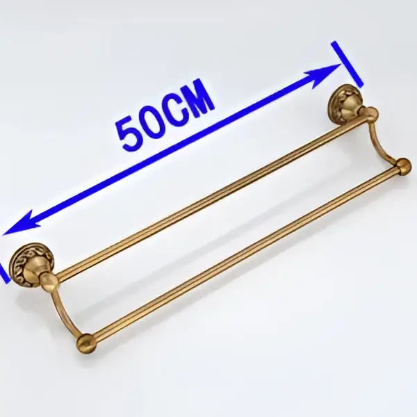 Decorbites antique brass single bar towel holder with ornate rounded end caps solid aluminium 50cm rack