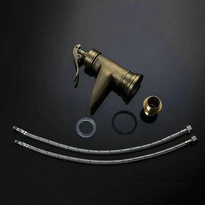 Antique brass waterfall basin faucet by decorbites featuring a sleek curved spout and art design lever handle
