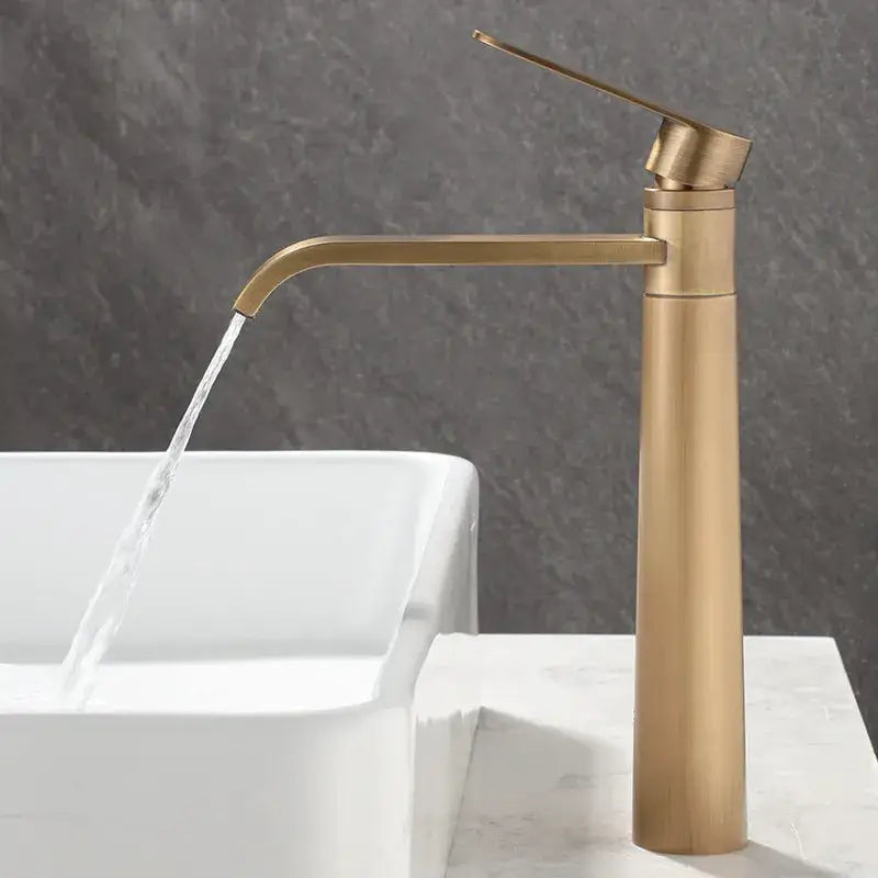 Modern brass-finished decorbites™ antique bronze basin faucet with sleek minimalist design for hot and cold water mixing