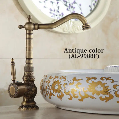 Decorbites™ antique bronze basin faucet with brass finish single handle deck mounted mixer tap ornate detailing