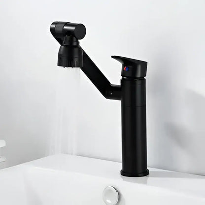 Decorbites antique bronze bathroom sink faucet in black matte finish with adjustable spray head deck mounted mixer