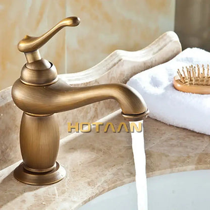 Decorbites™ antique bronze brass basin faucet mixer with single handle and vintage curved spout for bathroom use