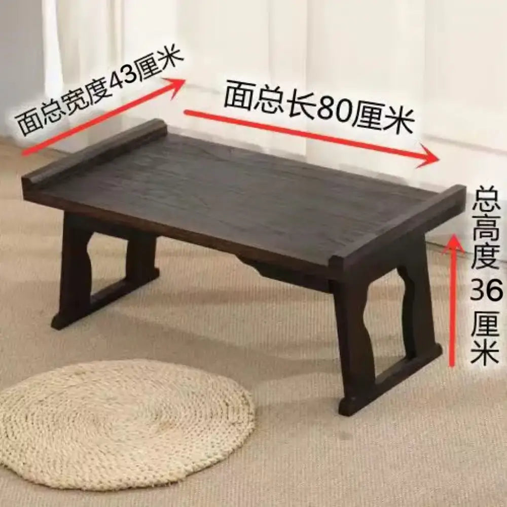Decorbites™ antique chinese style dark brown solid wood folding table with sturdy legs for hanfu shoots and tea time