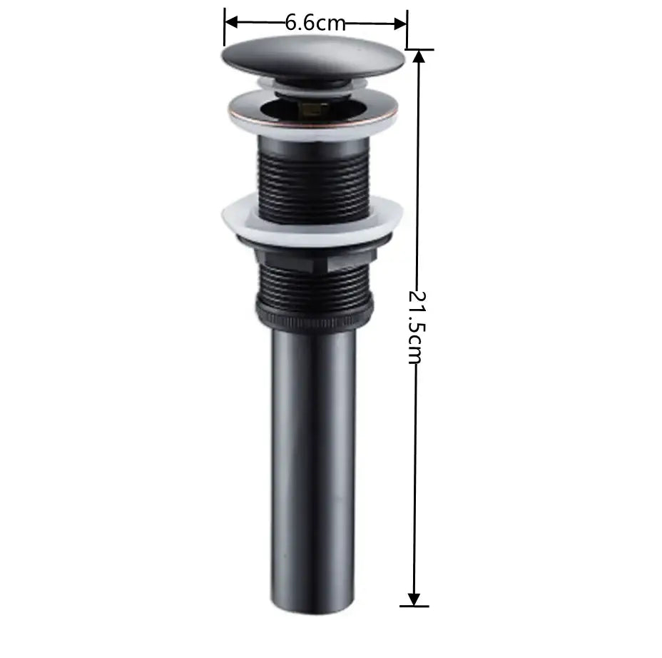 Black matte-finish metal sink drain with circular top and threaded body for decorbites antique chrome bathtub shower mixer