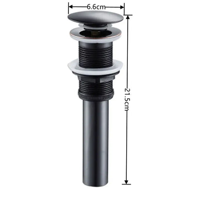 Black matte-finish metal sink drain with circular top and threaded body for decorbites antique chrome bathtub shower mixer