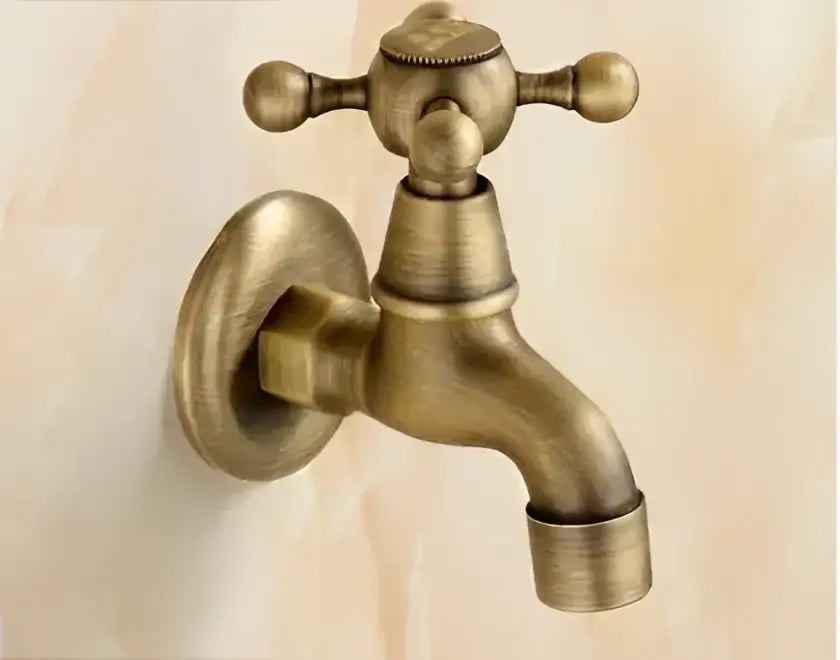 Antique brass decorbites garden bibcocks tap with cross handles for outdoor washing bathroom and mop use