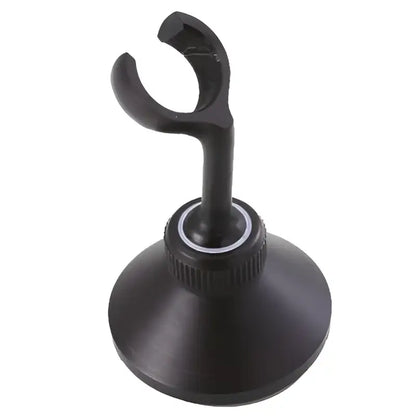 Black suction cup mount with curved hook for holding items compatible with DecorBites™ antique gold handheld shower head