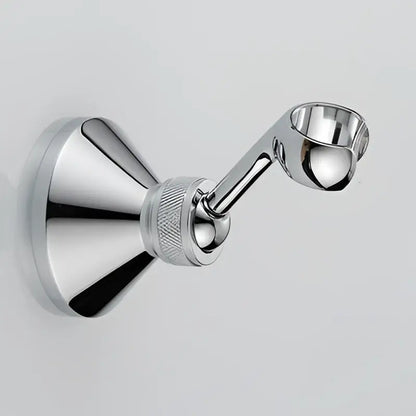 DecorBites™ antique handheld shower head holder with chrome finish and textured grip on central joint for secure shower head support