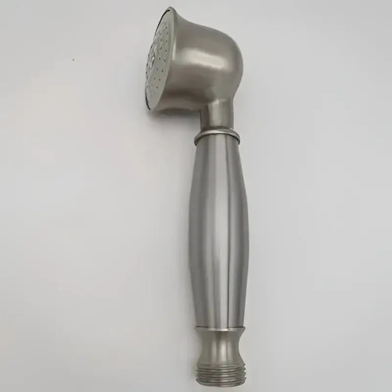 Stainless steel decorbites antique handheld shower head with sleek curved design and textured grip for easy handling
