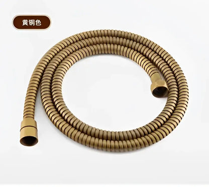 Yellow gold decorbites antique handheld shower hose with ribbed texture and brass fittings for plumbing use