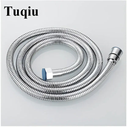 Silver coiled metal shower hose with blue and white connectors for decorbites antique handheld shower head and bidet sprayer