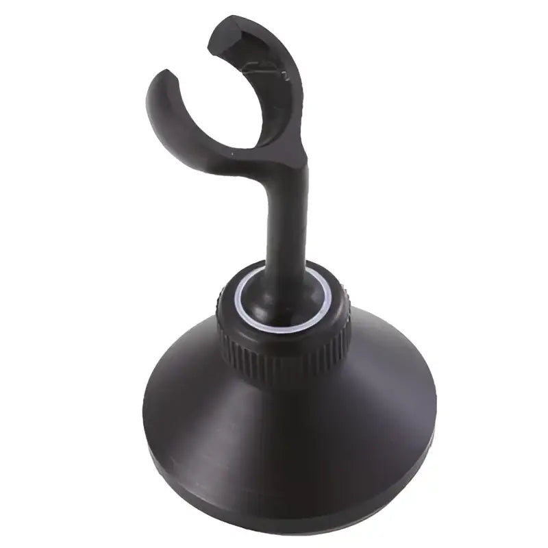 Black suction cup mount with curved hook for holding items on decorbites antique handheld shower head holder
