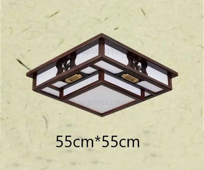 Decorbites antique style solid wood ceiling light with brown frame white panels and gold accents for living room bedroom study