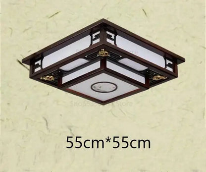 Dark wood solid wood rectangular ceiling light with white frosted glass and gold accents decorbites antique style for living room