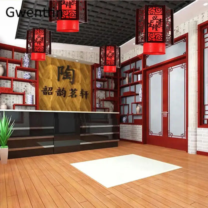 Red lantern pendant lights with intricate black cut-out patterns from decorbites antique wood pendant collection for dining room