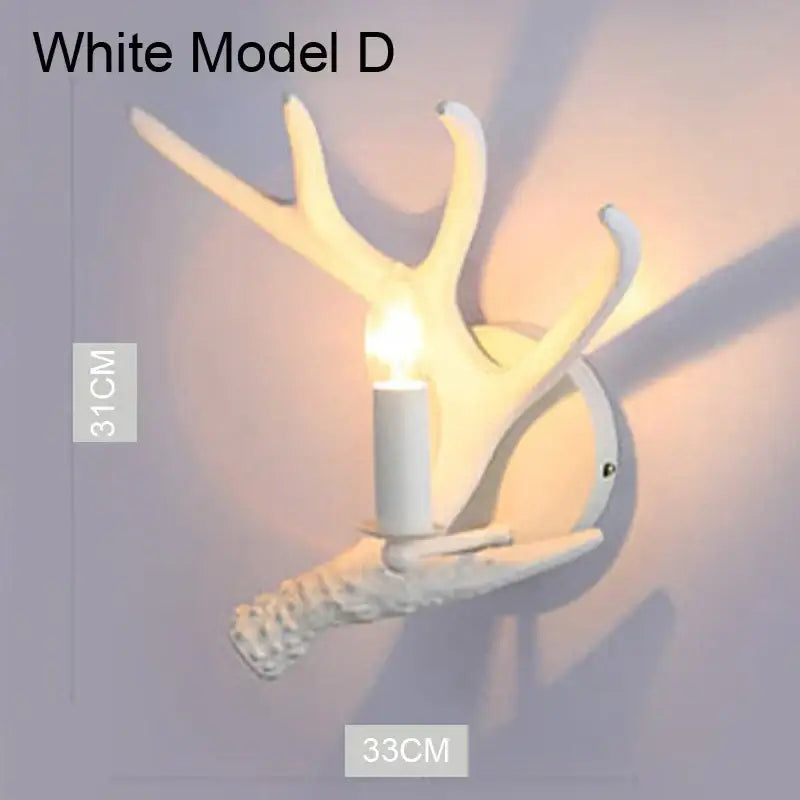 Decorbites antler chandelier white resin antler-style wall sconce with candle-like bulb for rustic indoor decor