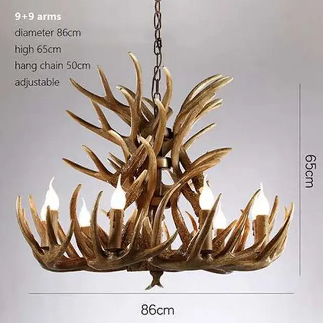 Decorbites antler chandelier with nine arms made of natural brown faux antlers for home and commercial lighting