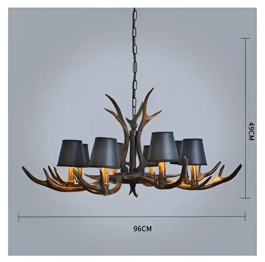 Decorbites antler chandelier with six black lampshades and dark bronze finish modern rustic resin pendant lamp