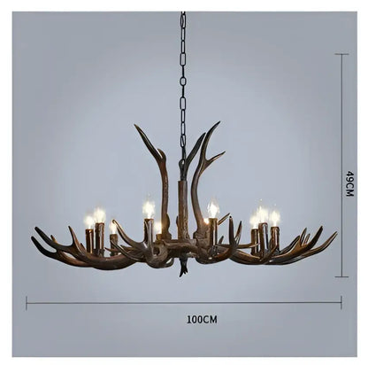Decorbites antler resin chandelier with dark bronze finish and multiple candle-style lights for american country decor