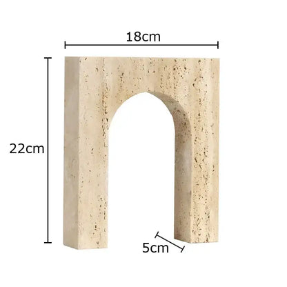 Beige stone decorbites arch stone geometry ornament 18cm wide textured surface modern room decoration