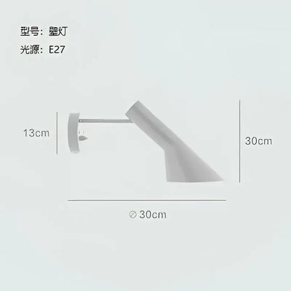 White minimalist wall sconce with angular design and e27 bulb socket by decorbites arne jacobsen corner floor lamp series
