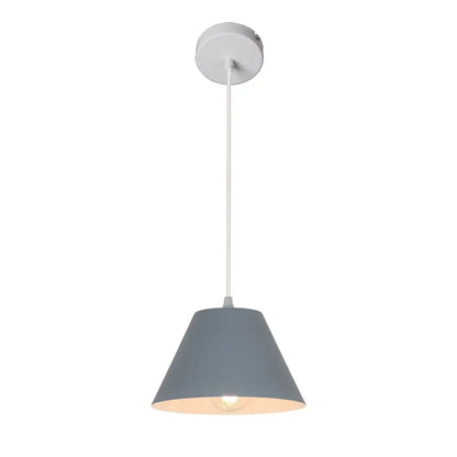 Modern gray pendant lamp with sleek conical shade and white ceiling mount from decorbites art colorful collection