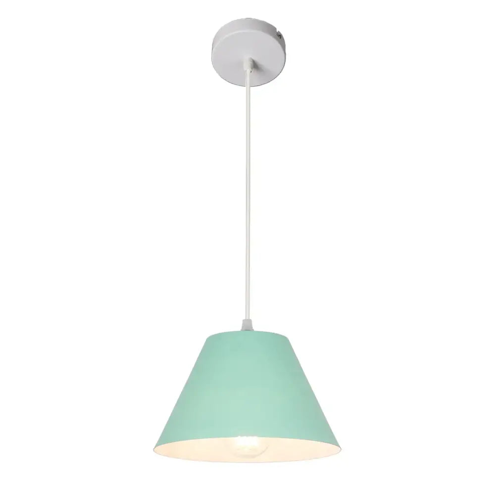 Decorbites art colorful minimalist pendant lamp with matte mint green conical shade for modern dining room lighting