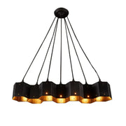 DecorBites™ art deco black metal honeycomb ceiling light with gold geometric design for dining room island lighting