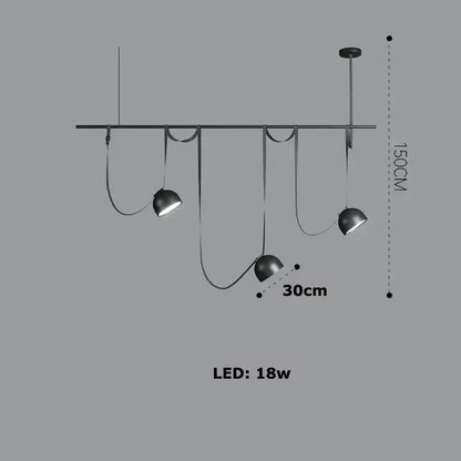 Modern black metal cross belt hanging lamp with three spherical led bulbs and orange lustre finish for living room use