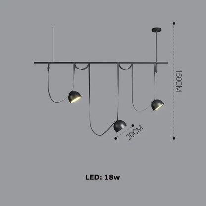 Modern black metal cross belt hanging lamp with three spherical orange lustre shades for living room decor