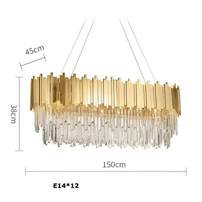 Decorbites art deco rectangular chandelier with cascading clear crystal droplets in gold tone deco crystal led lighting