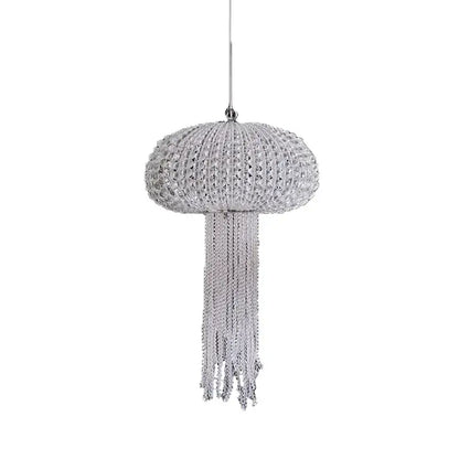 Silver crystal jellyfish chandelier with dangling chain tendrils decorbites art deco dimmable lighting for dining room