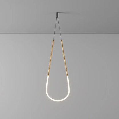 DecorBites art deco gold black LED pendant light with teardrop design and gold bamboo rods for dining room