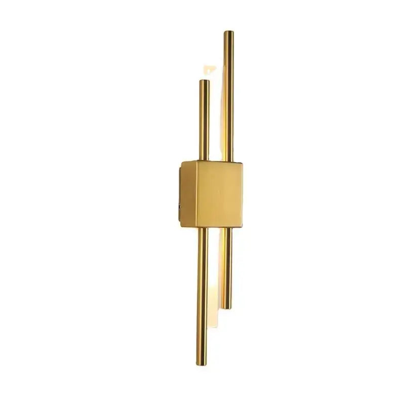 Modern gold-toned DecorBites Art Deco wall sconce with sleek vertical rods marble accent for bedroom and living room lighting