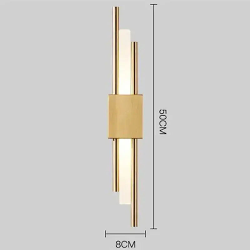 Modern gold-toned DecorBites Art Deco wall sconce with sleek vertical rods marble accent for bedroom and living room lighting