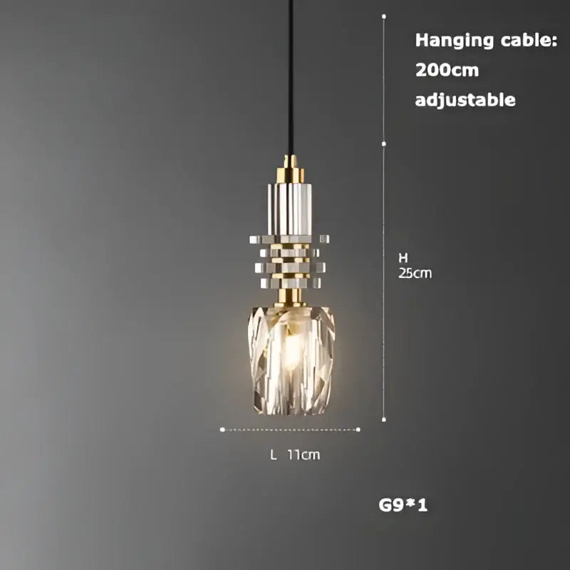 A modern decorbites art deco pendant light with a gold-toned metal fixture and adjustable 200cm cable