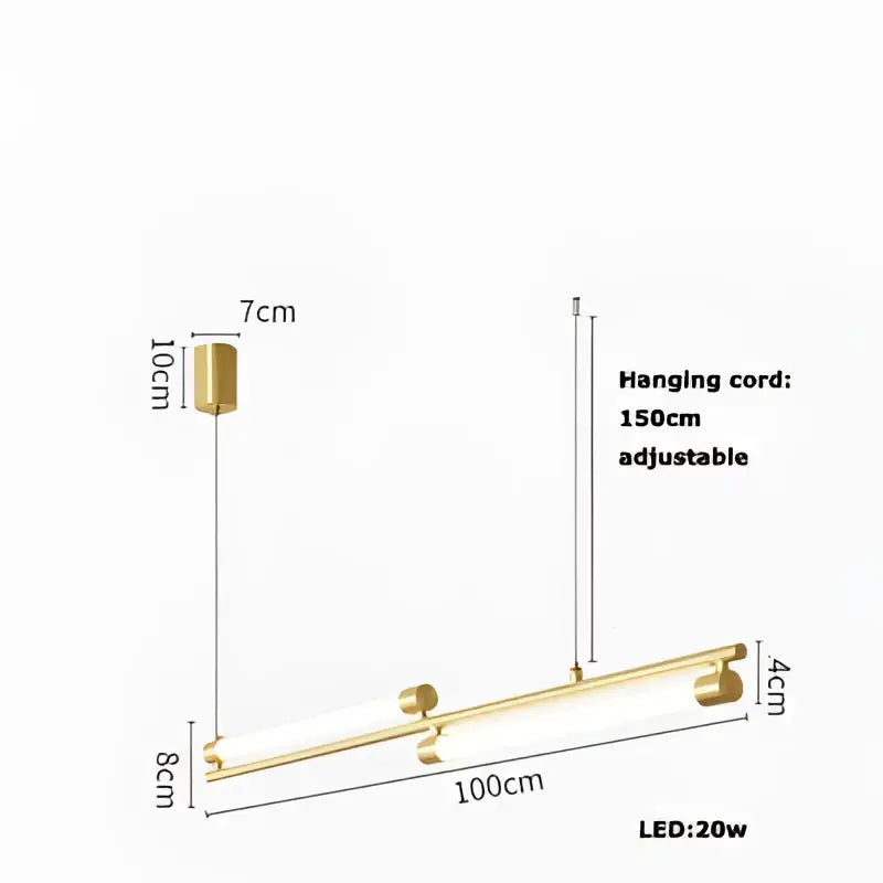 Gold-colored modern decorbites art deco led chandelier with sleek rectangular design for dining room lighting
